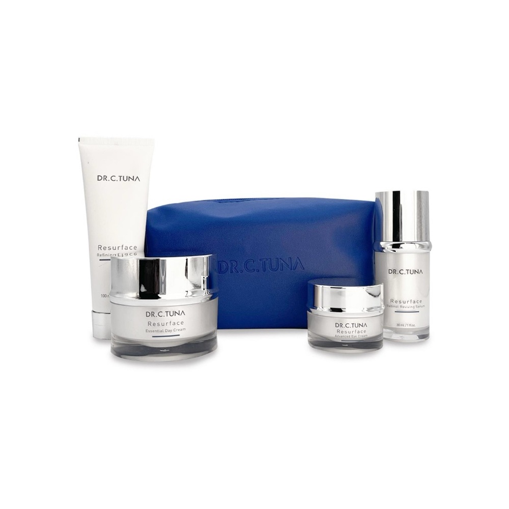 White and Blue Cleanser and Exfoliant Skincare Collection